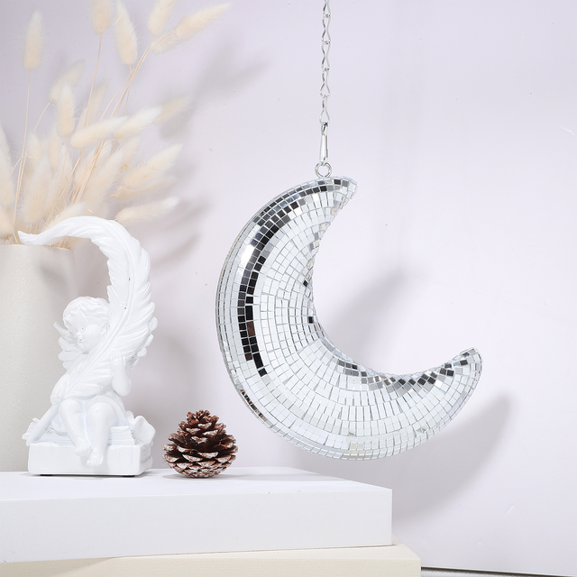 Moon Wall Hanging Disco Ball Decor Decoration Mirror Diffuser Room Pendant  Ornaments Moon Shaped Home Wedding Party Decor - AliExpress